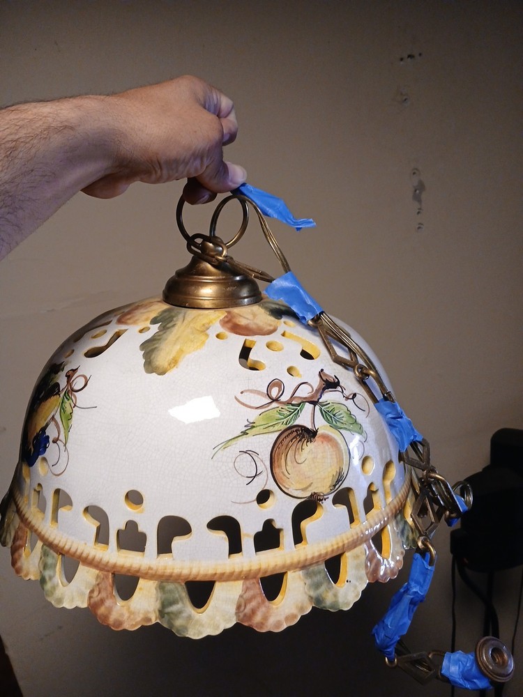 Antique Chandelier Ceramic Pottery Hanging Light