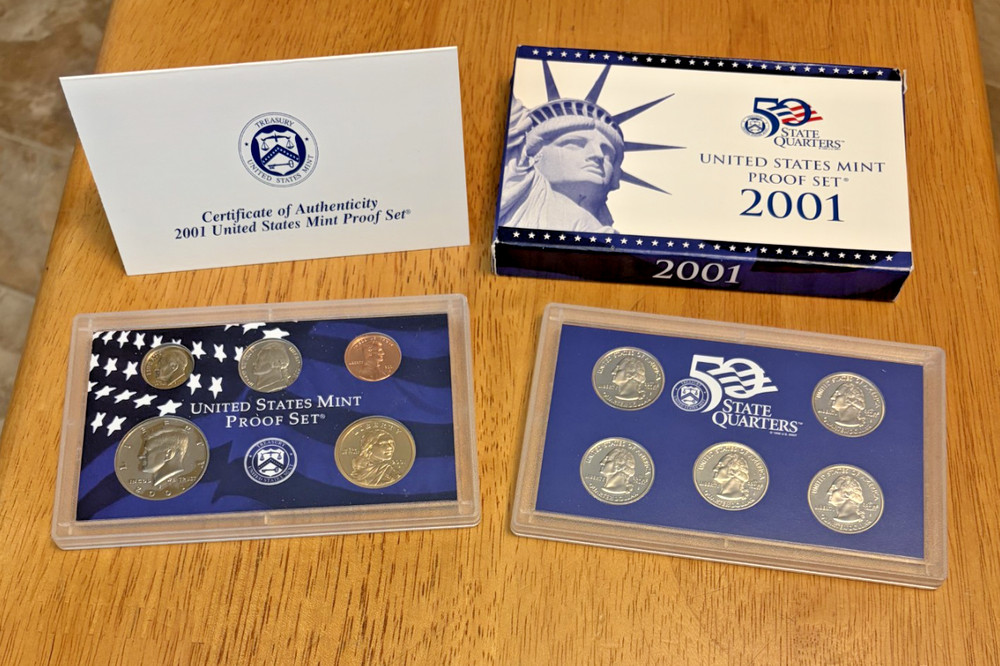 US Mint Proof Sets 2001 2002 2003 Original Boxes COA *2 Proof Sets Per Box