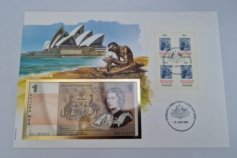 1 Dollar Excellent Condition envelope Stamp BANKNOTE Australia
