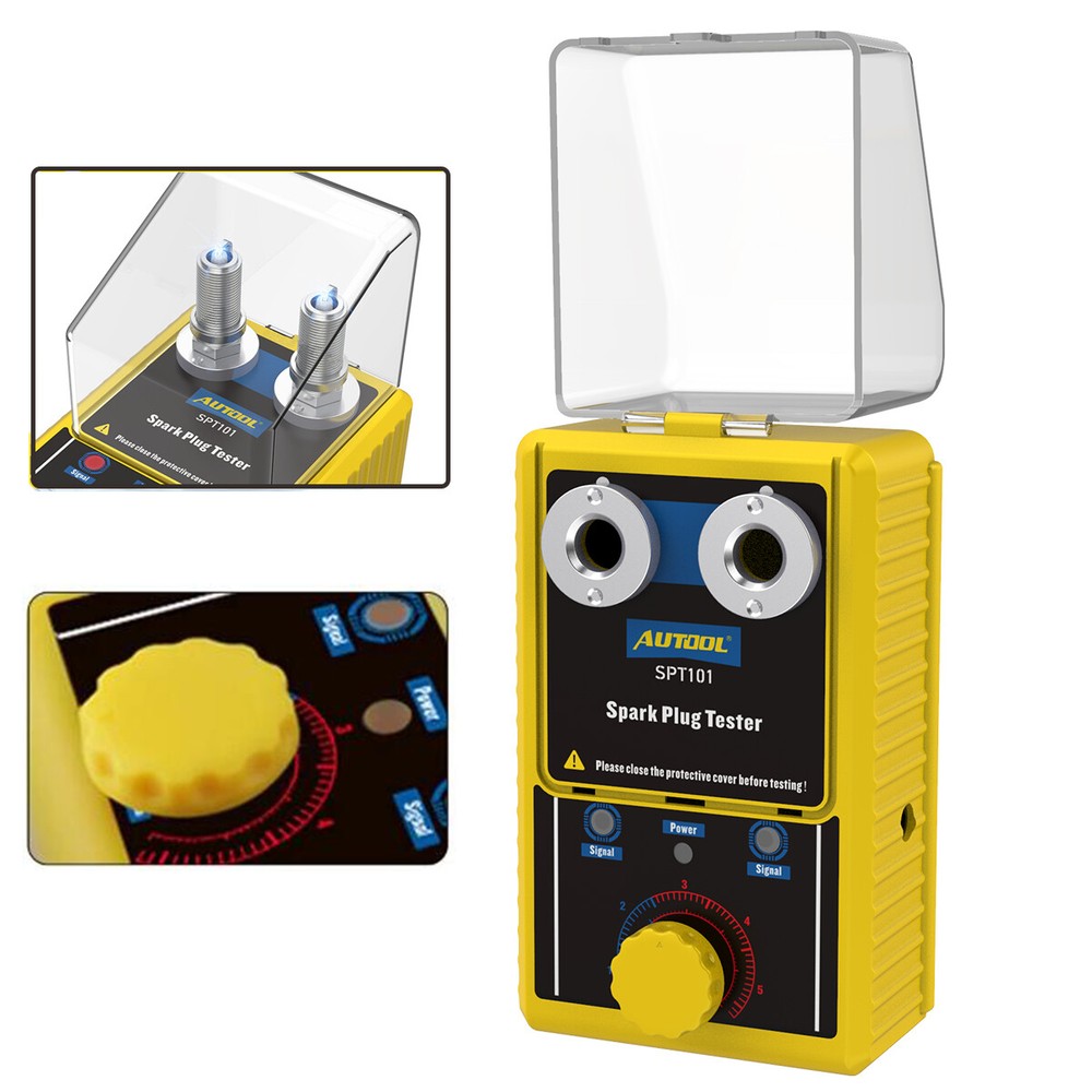 AUTOOL Car Spark Plug Tester Dual Hole Petrol Ignition Analyzer Diagnostic Tool