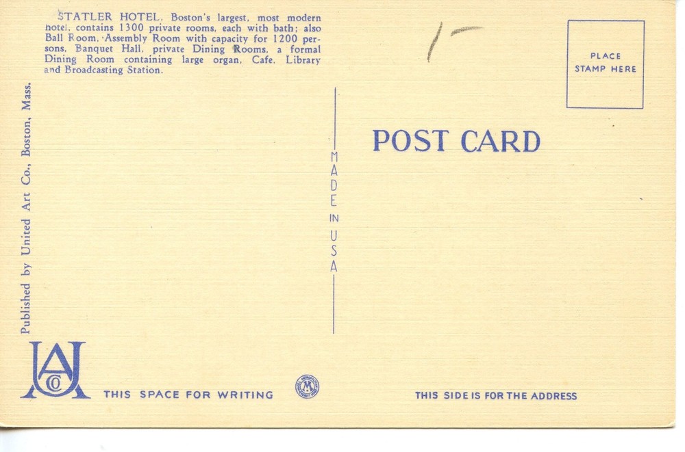 HOTEL STATLER, BOSTON, MA - PC337