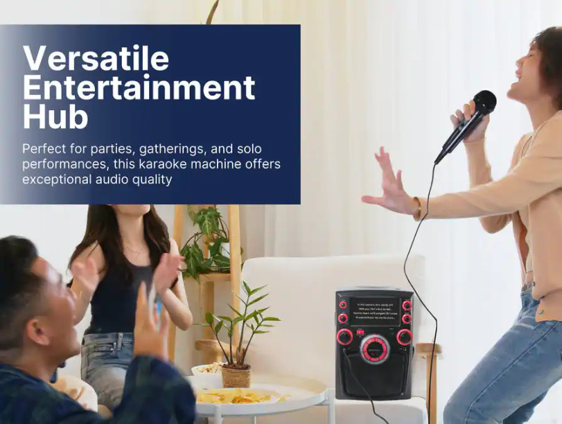 Emerson Portable Bluetooth Karaoke System w 7" LCD Display and Carrying Handle