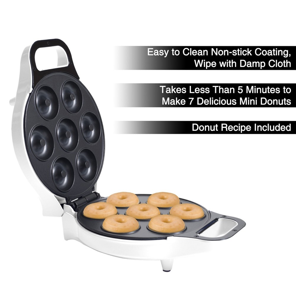 Nonstick Mini Donut Maker Machine At-Home Doughnuts White)