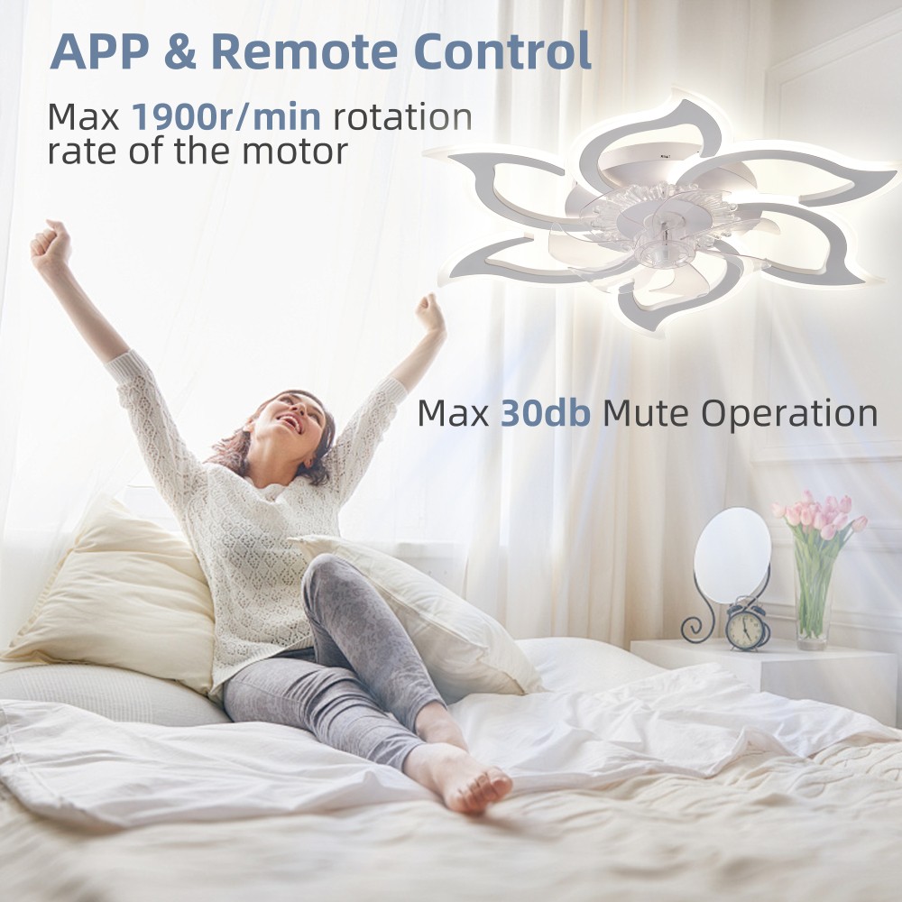 32.6" White Ceiling Fan with Light Kit Remote Adjustable Modern