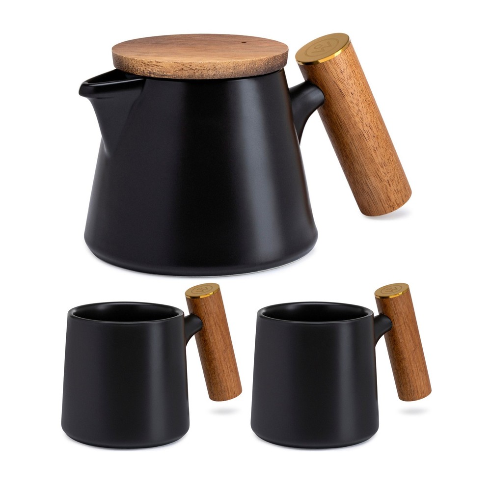 ChefWave Artisan Series Ceramic Tea Pot Infuser Two Mugs