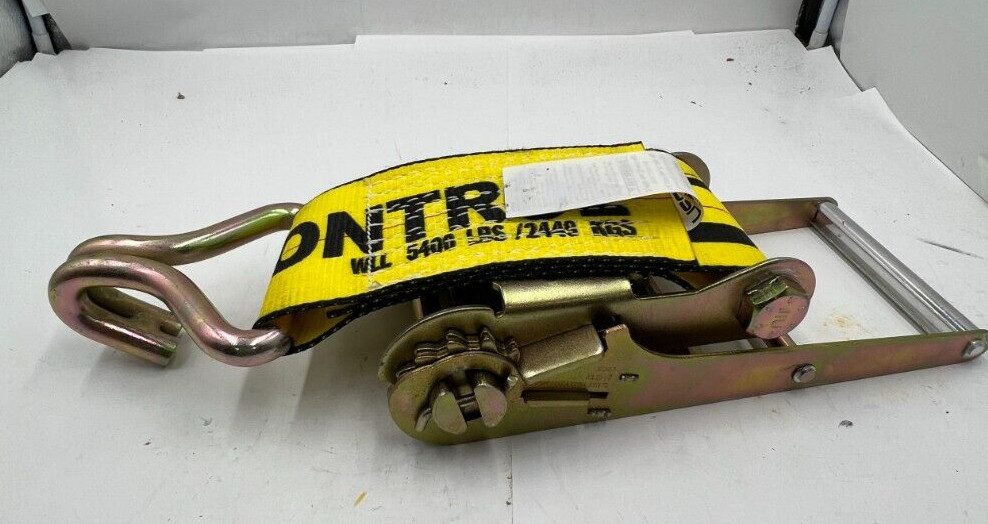 USCC US Cargo Control Ratchet Strap Hook 5400lbs Work Load Limit Yellow