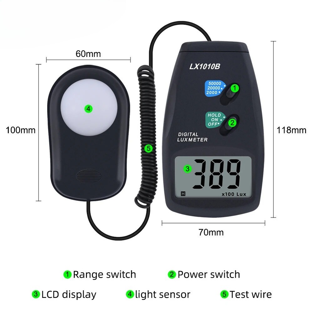 Digital Illuminance Meter with Reading Lock and Low Power Indication Function