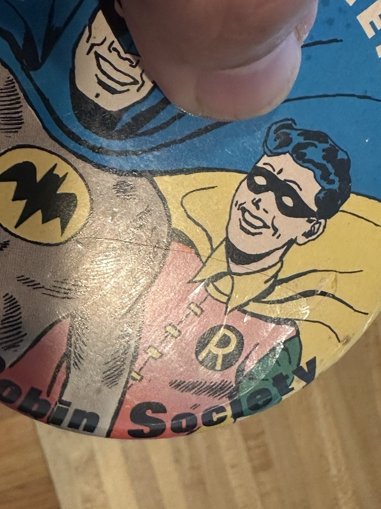 1966 BATMAN & ROBIN Society Charter Member DC Comics 3.5" Pin Pinback Button