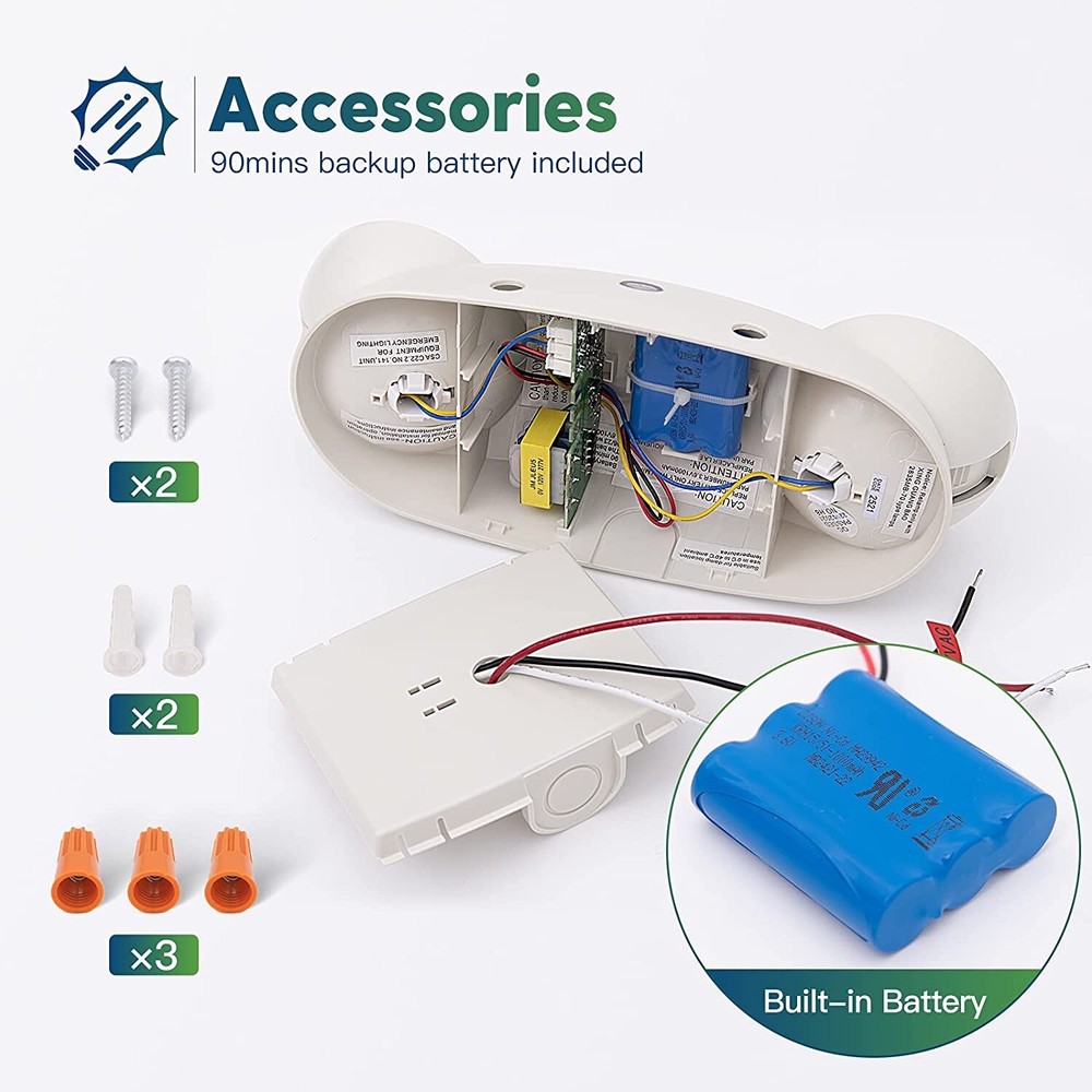 LED Emergency Exit Light Adjustable 2 Round Head With Battery Back-up UL 924