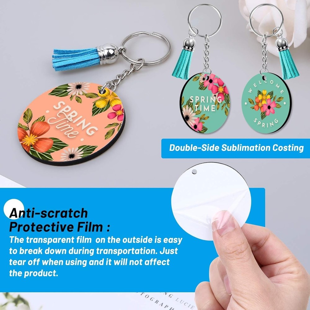 80 PC Double-Sided Sublimation Blanks Keychain Kit for Creative DIY Projects