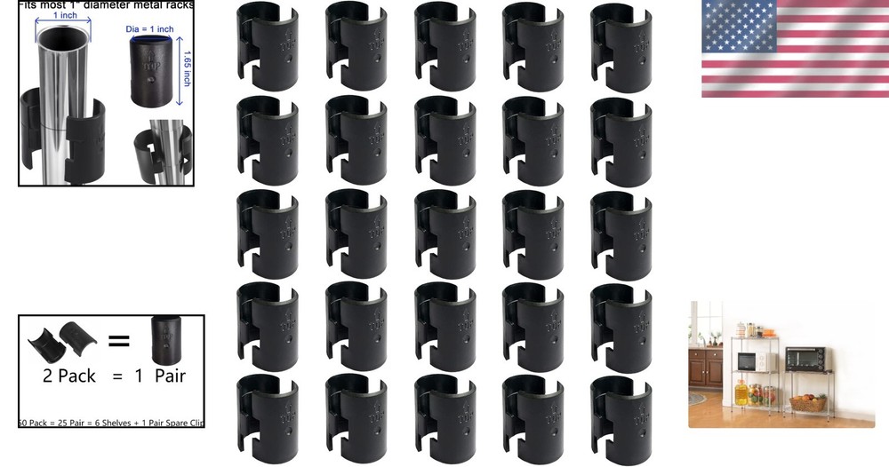 50-Pack 1" Wire Shelf Clip Replacement Set