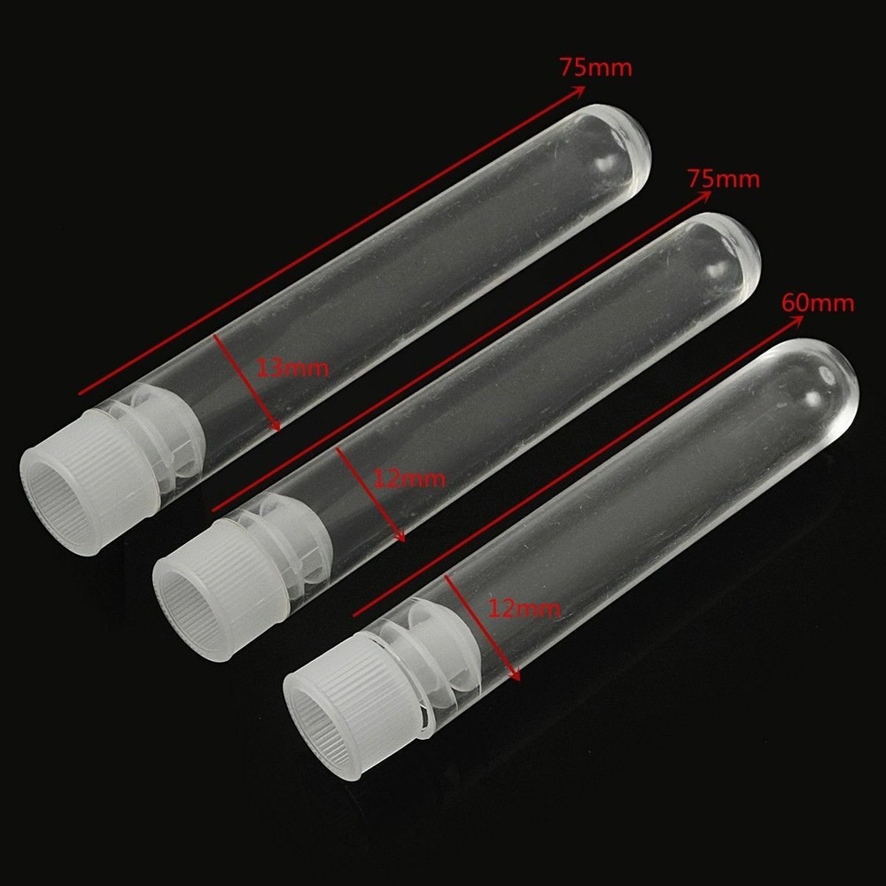 10PCS Clear Plastic Test Tubes Lab Teaching With White Stoppers Small Size