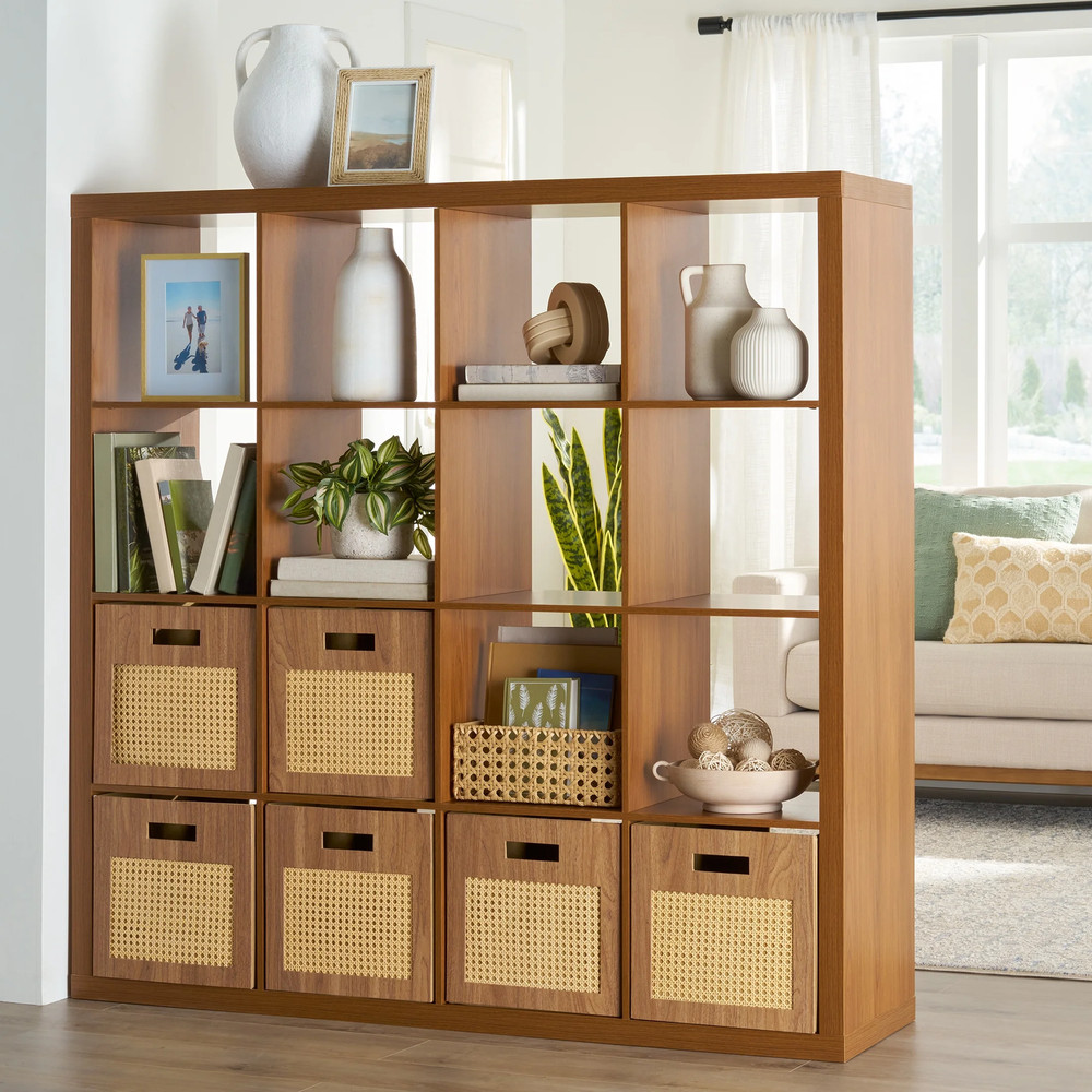 16-Cube Storage Organizer, Bookcase, Display Compartment, Open Back, Home Office