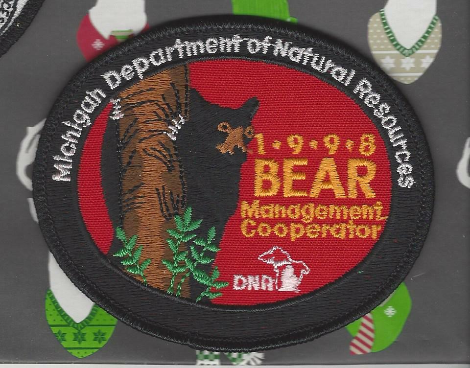 '98 ORIGINAL MICHIGAN DNR SUCCESSFUL BEAR HUNTING PATCH
