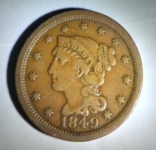 1849 very nice Large one Cent liberty coin