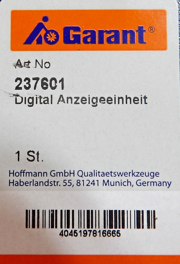 Garant 237601 Digital Display Unit for Precise Boring Head Tool Machining