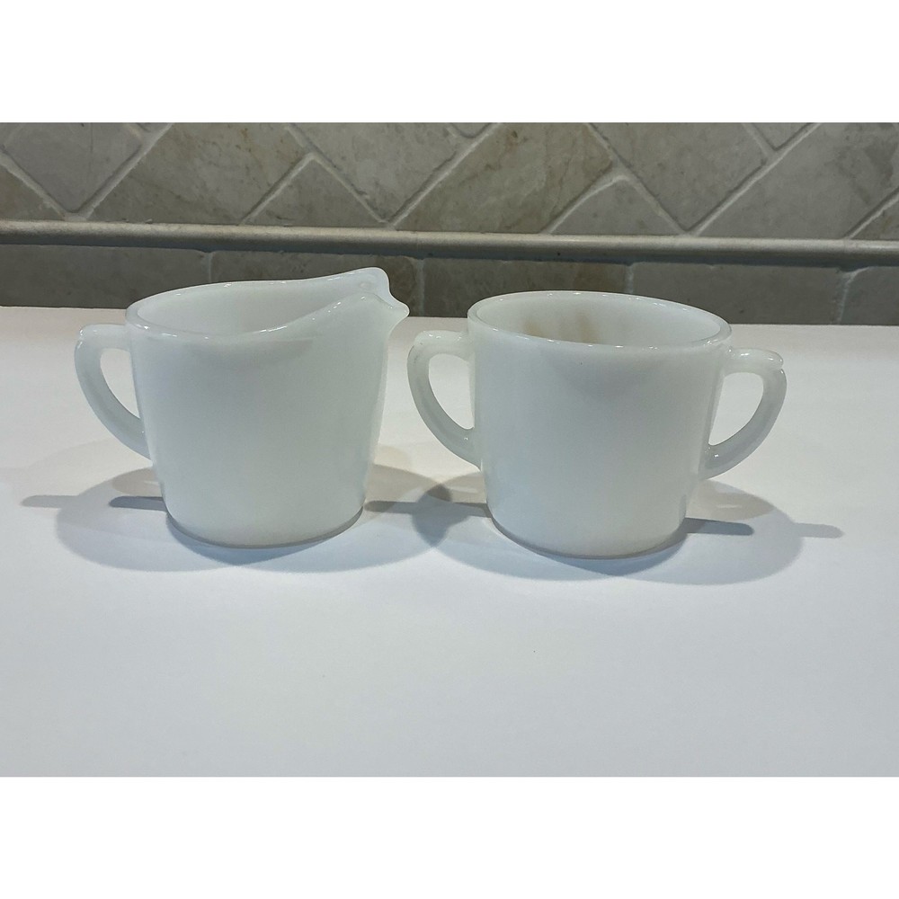 Fire-King Wheat Pattern Cream & Sugar Set