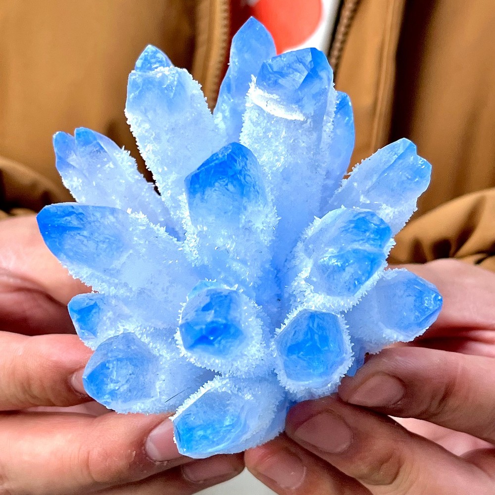 1.06LB Newly discovered blue Phantom Quartz Crystal Cluster mineral samples