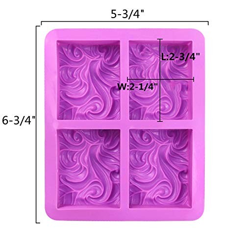 2PCS Sea Wave Silicone Soap Molds, 4-Cavity Rectangular Waves for Silicone Mold