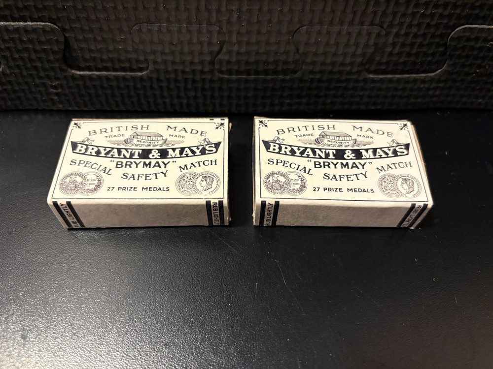 1910 Bryant & May matchbooks - 2 empty custom design display boxes