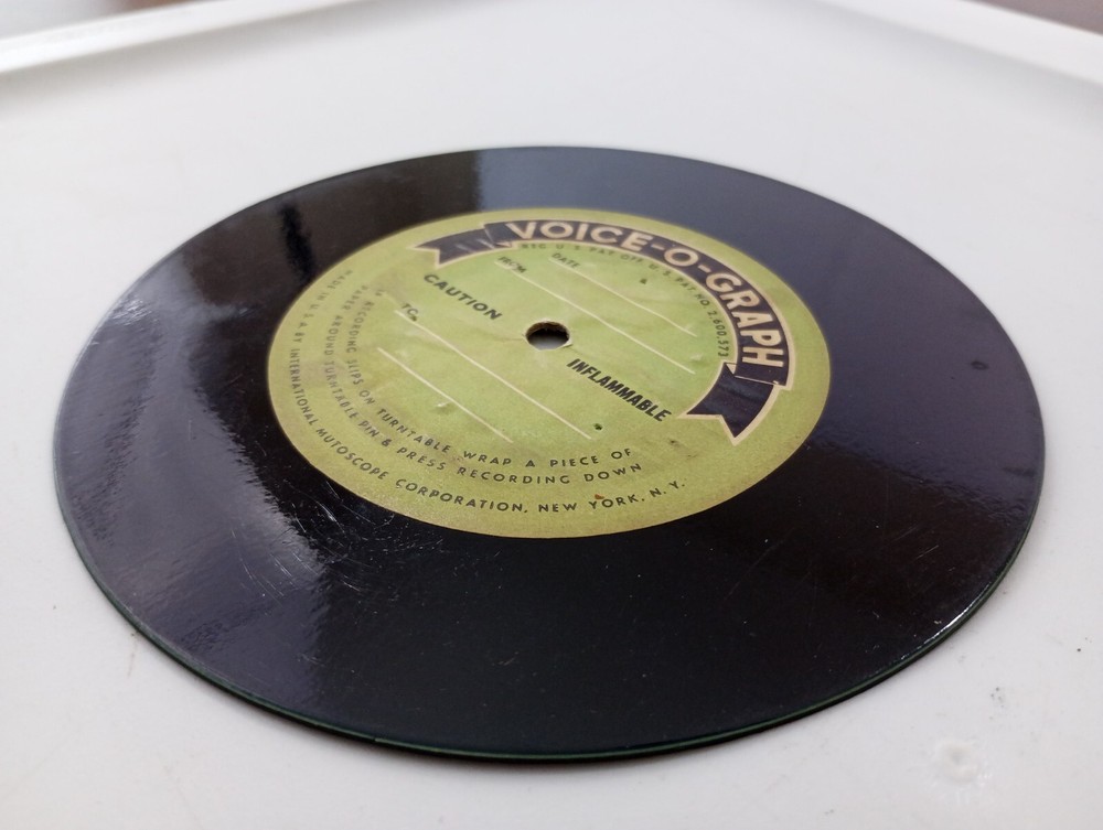 Vintage US Inflammable Voice-o-Graph record not tested
