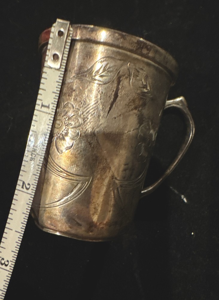 VINTAGE FINE SMALL 800 SILVER CUP VERY RARE SIGNED!