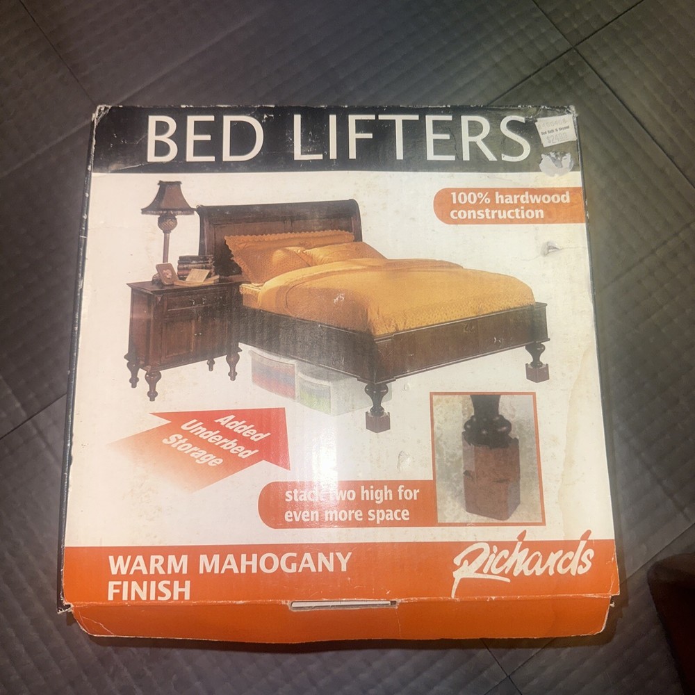 Richards Warm Mahogany Finish Solid Hardwood Bed Lifters