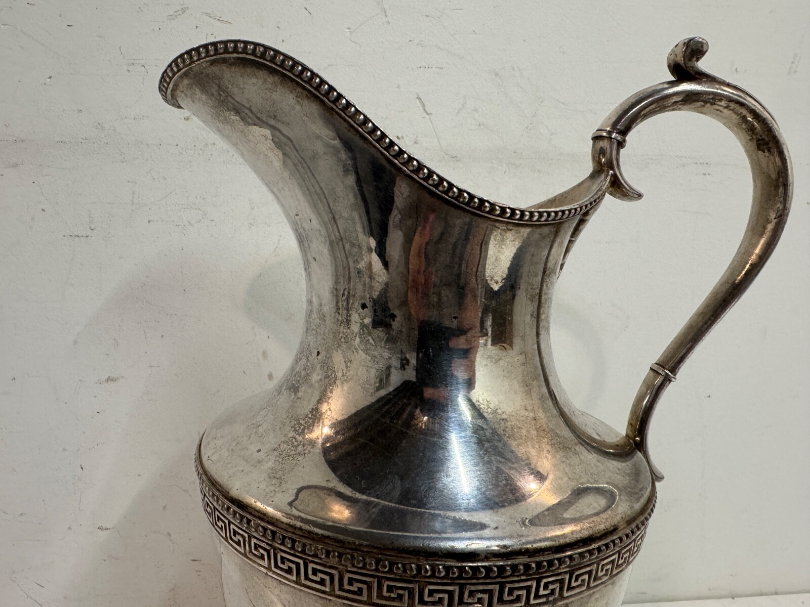 Vintage Rogers Smith Silver Plate Pitcher Pattern 1790 w/ Greek Key Decorations
