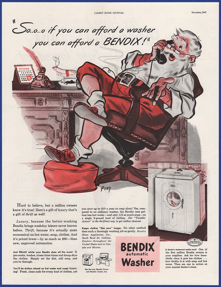 Vintage 1947 BENDIX Automatic Washer Laundry Appliance 1940's Print Ad