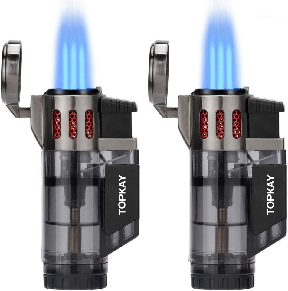 Refillable Triple Jet Torch Lighters - Windproof and Convenient, Gift Set 2 Pack