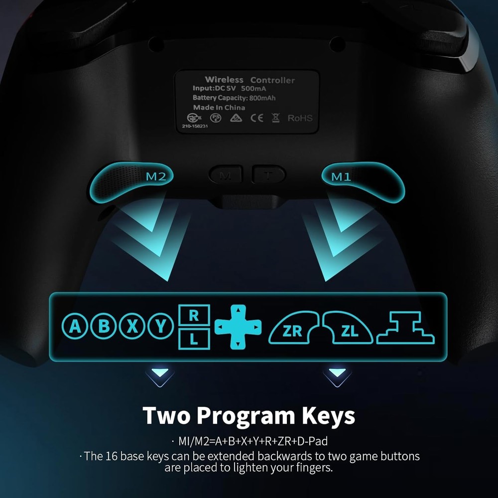 2 Packs Wireless Controller for Nintendo Switch/Lite/OLED (Red+Blue)