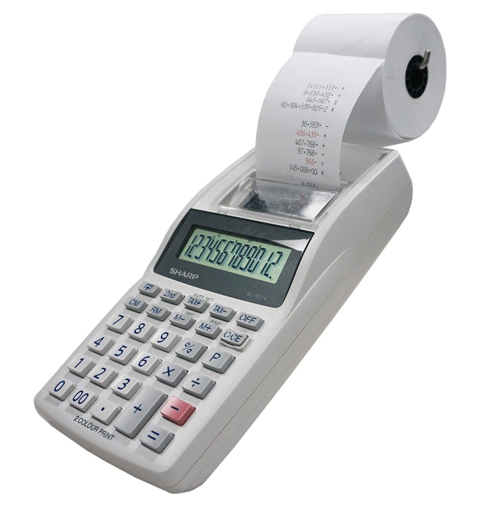 Sharp EL-1611V Handheld Portable Cordless 12 Digit Large LCD Display Two-Colo...