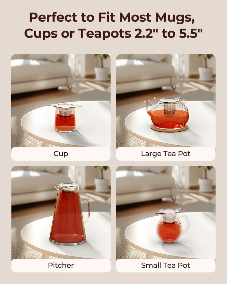 2 Pack Large Tea Strainers & Filters for Loose Tea Single Cup, 304 Stainless