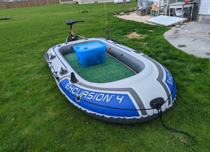 ✅New! Excursion 4 Inflatable Boat: Includes Deluxe Boat Oars & High-Output Pump
