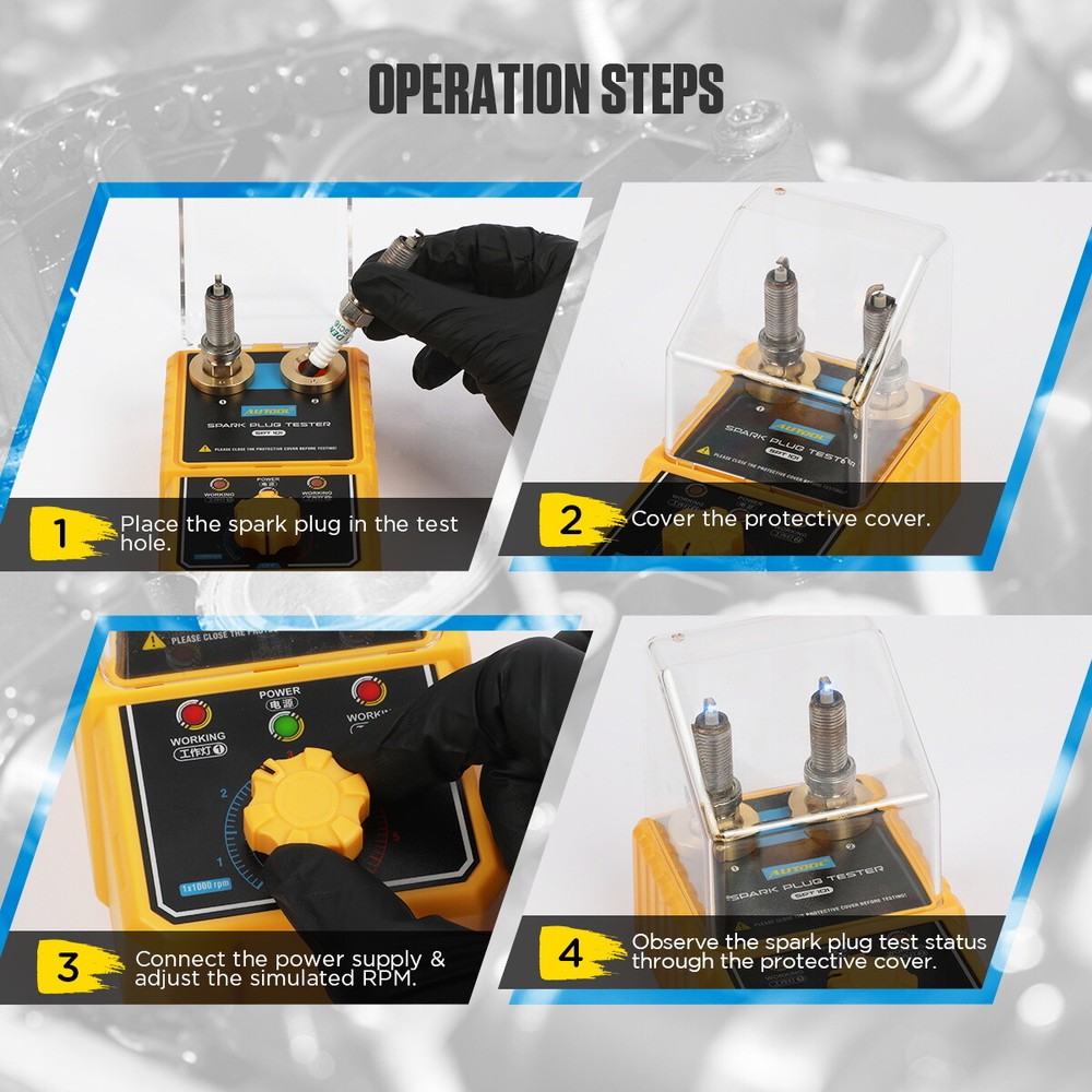 12V Dual Hole Car Spark Plug Tester Gasoline Ignition Plug Diagnostic Analyzer