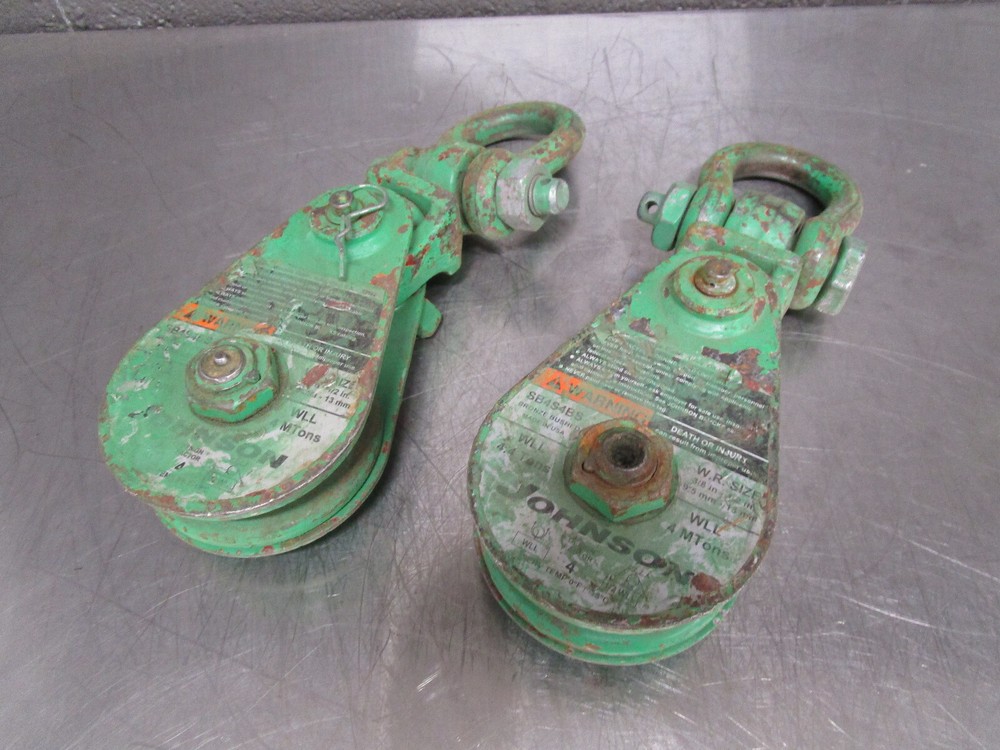 2 Used JOHNSON SB4S4BS 4.4 TON SNATCH BLOCKS