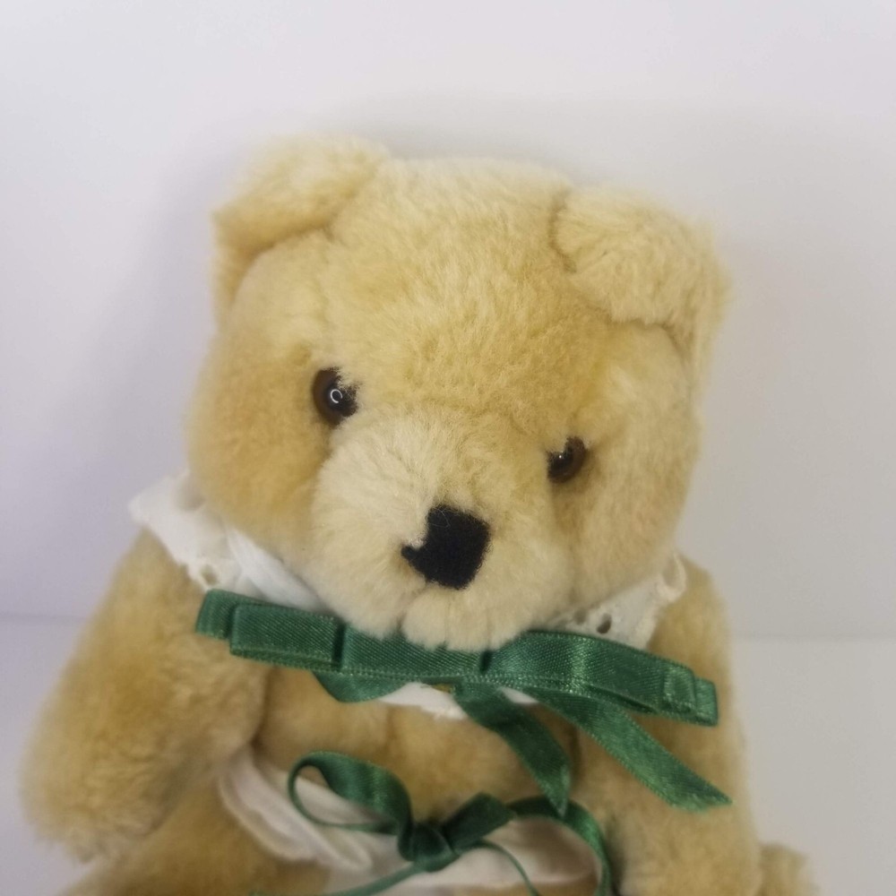 Cafi Hauppauge Jointed Bear Moveable Arms Legs Green Bow 8"