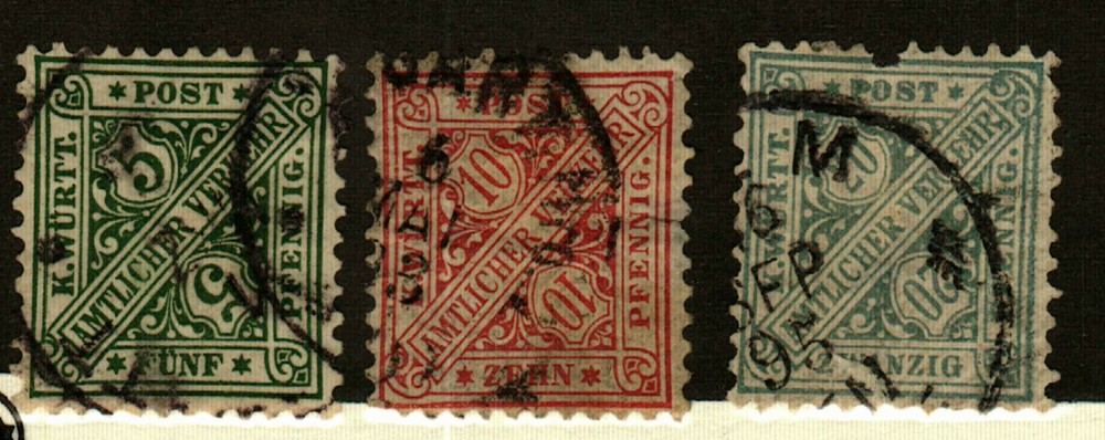 Wurttemberg #O98-100 used flaws