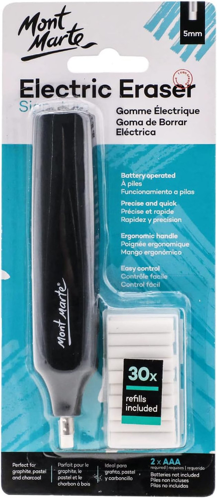 Mont Marte Electric Eraser, Includes 30 Eraser Refills. Suitable for Use with Gr