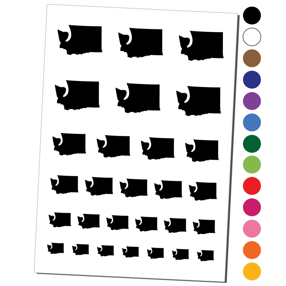 Washington State Silhouette Temporary Tattoo Water Resistant Set