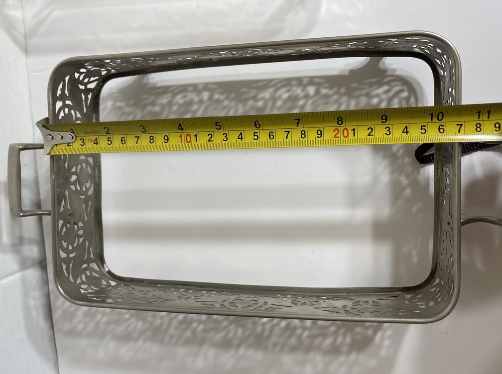 Vtg Footed Rectangular Serving Tray With Pyrex Serving Dish