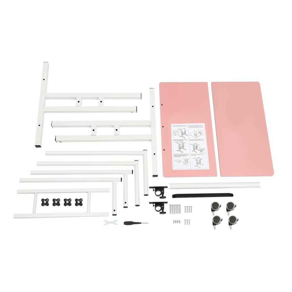 Height Adjustable Rolling Desk Laptop Table Home Office Working Drawing Desk