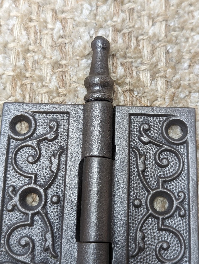 3" x 3" Antique Ornate Cast Iron Steeple Hinge
