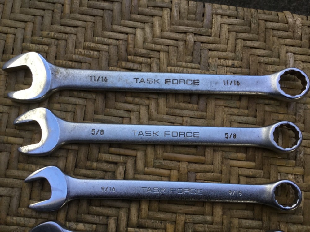 TASK FORCE 12pt Combination Wrenches - 7/16" - 11/16" 5pc Chrome Vanadium Taiwan