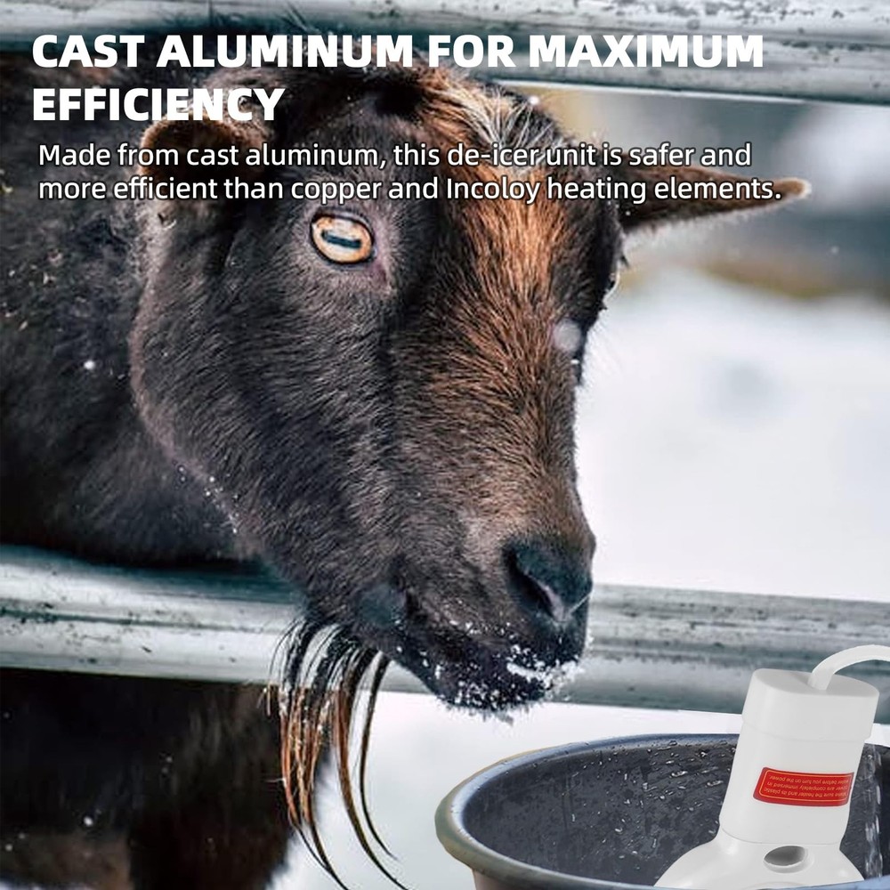 500W Stock Tank De-Icer Trough Heater Aluminum Submersible Water Bucket Deicer