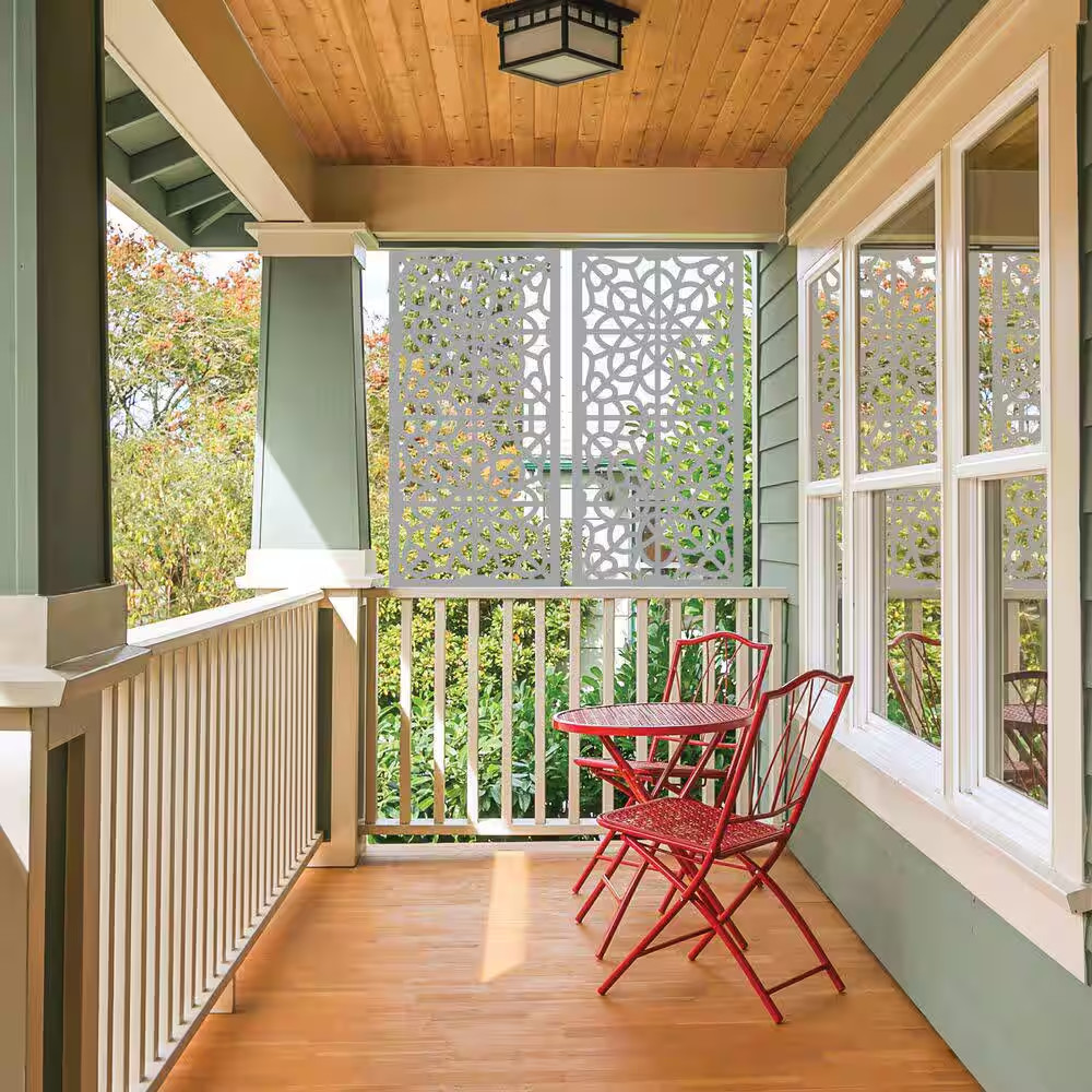 2 Ft. X 4 Ft. Fretwork Gray Polypropylene Decorative Screen Panel