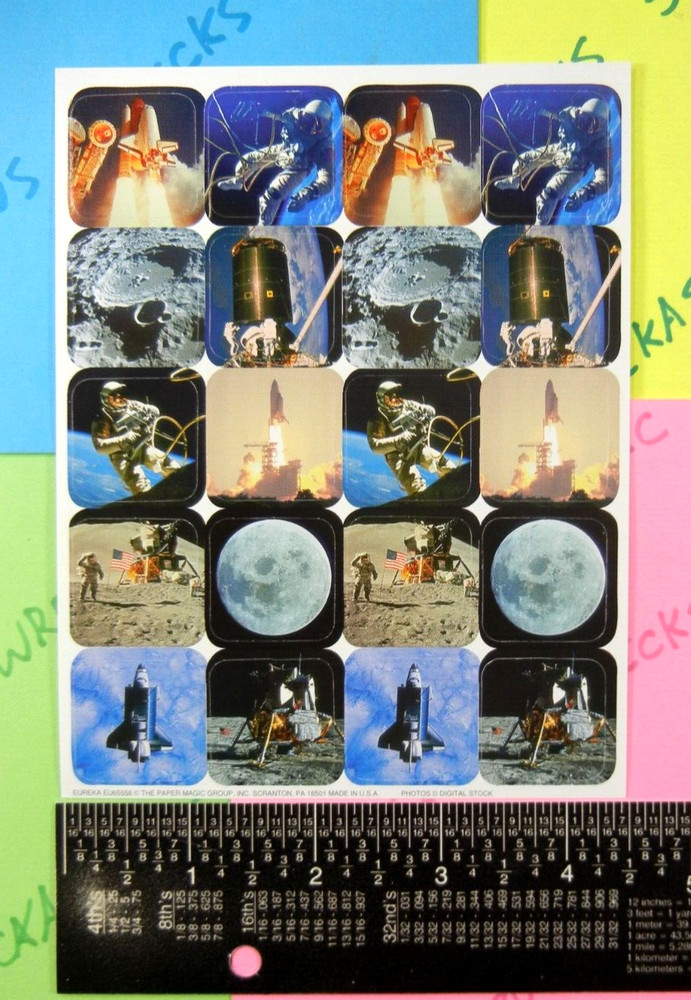 Vintage Eureka Moon Landing Stickers Sheet