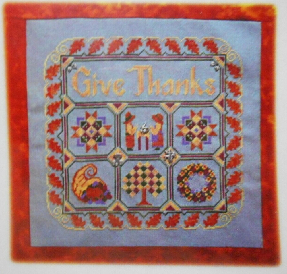 Handblessings THANKSGIVING Quilt Cross Stitch Sampler Pattern Chart with CHARMS