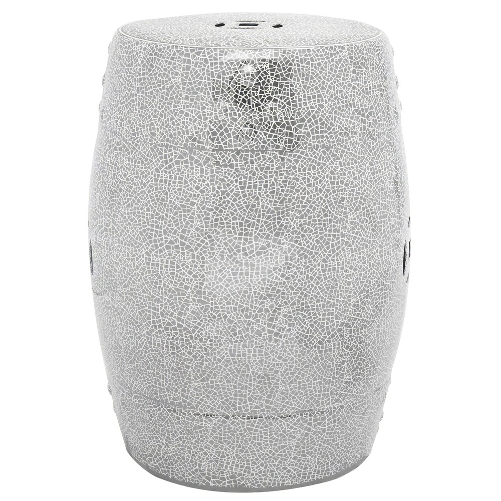 18" Silver Crackle Garden Stool