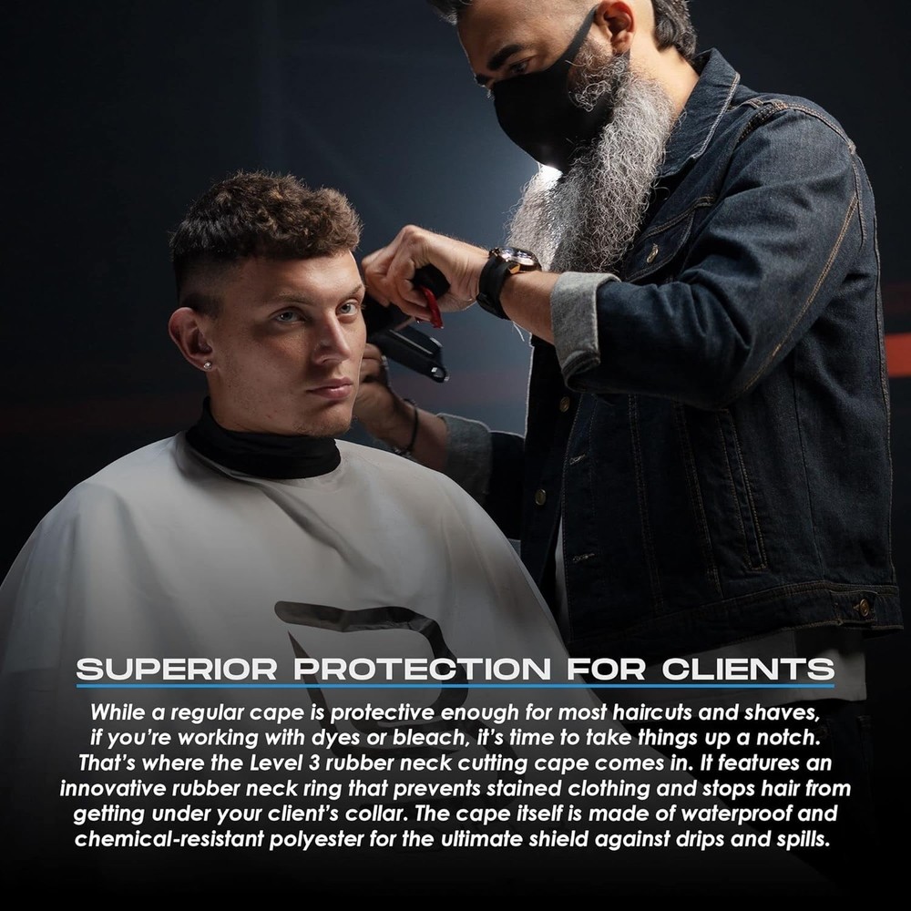 L3VEL3 Professional Rubber Neck Cutting Cape Black